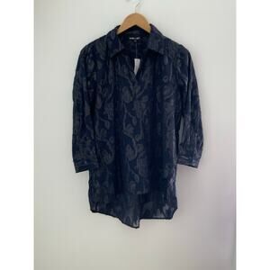 Boho Chic Navy Blouse NWT size‎ medium 120 retail